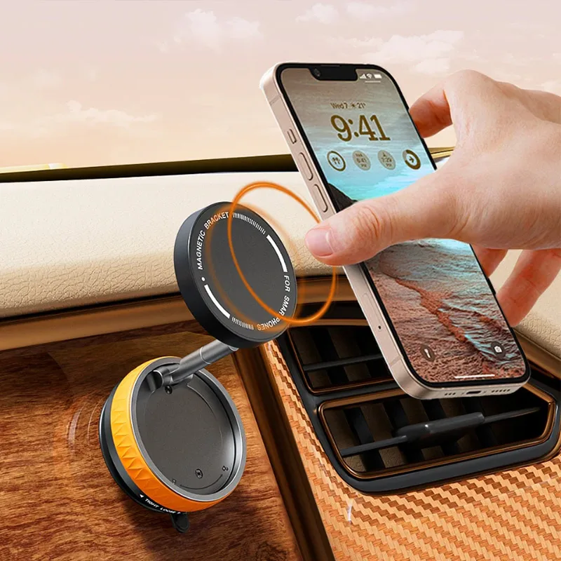 Vacuum Suction Cup Car Magnetic Wireless Charger Foldable 360° Universal Rotating Stand for iPhone Samsung Gym Bath Mirror 1PC