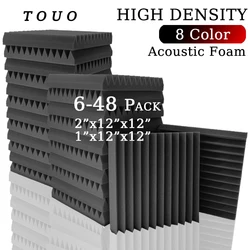 TOUO Acoustic Foam Panel 6-24-48Pcs Studio Soundproof Wall Sponge Panels Sound Absorbing Material Drum Room Absorption Treatment