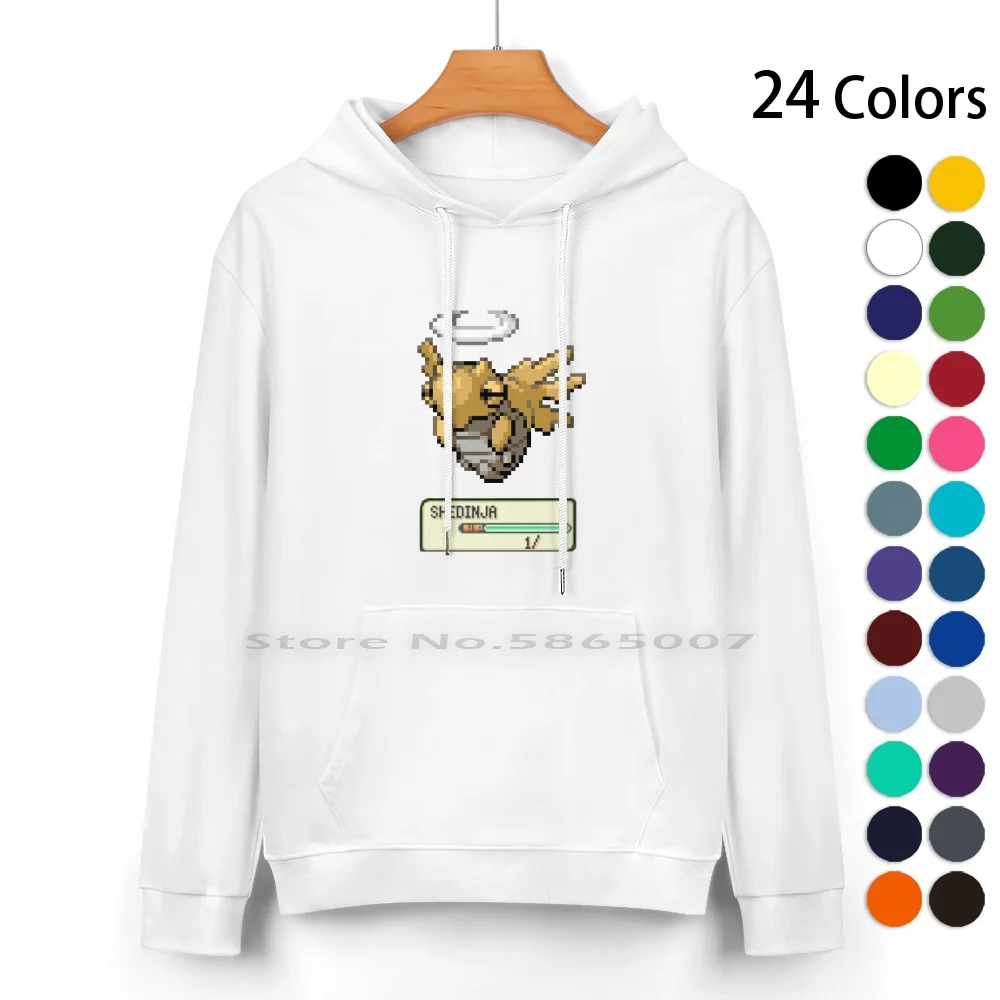 Shedinja Health Bar Cotton Hoodie Sweater 24 Colors Emerald Sapphire Ruby Pixel Bug Type Health Hp 3rd Generation 100% Cotton