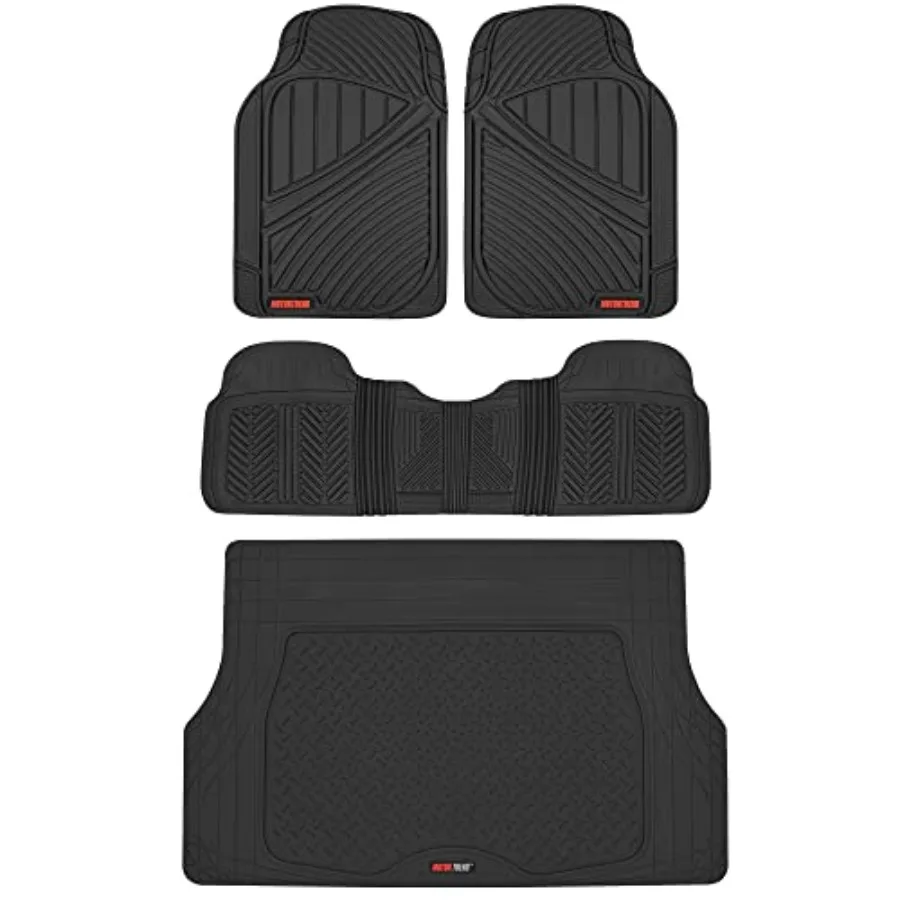 

FlexTough Performance All Weather Rubber Car Floor Mats with Cargo Liner Full Set Front Rear Floor Mats for Cars Truck SUV Auto
