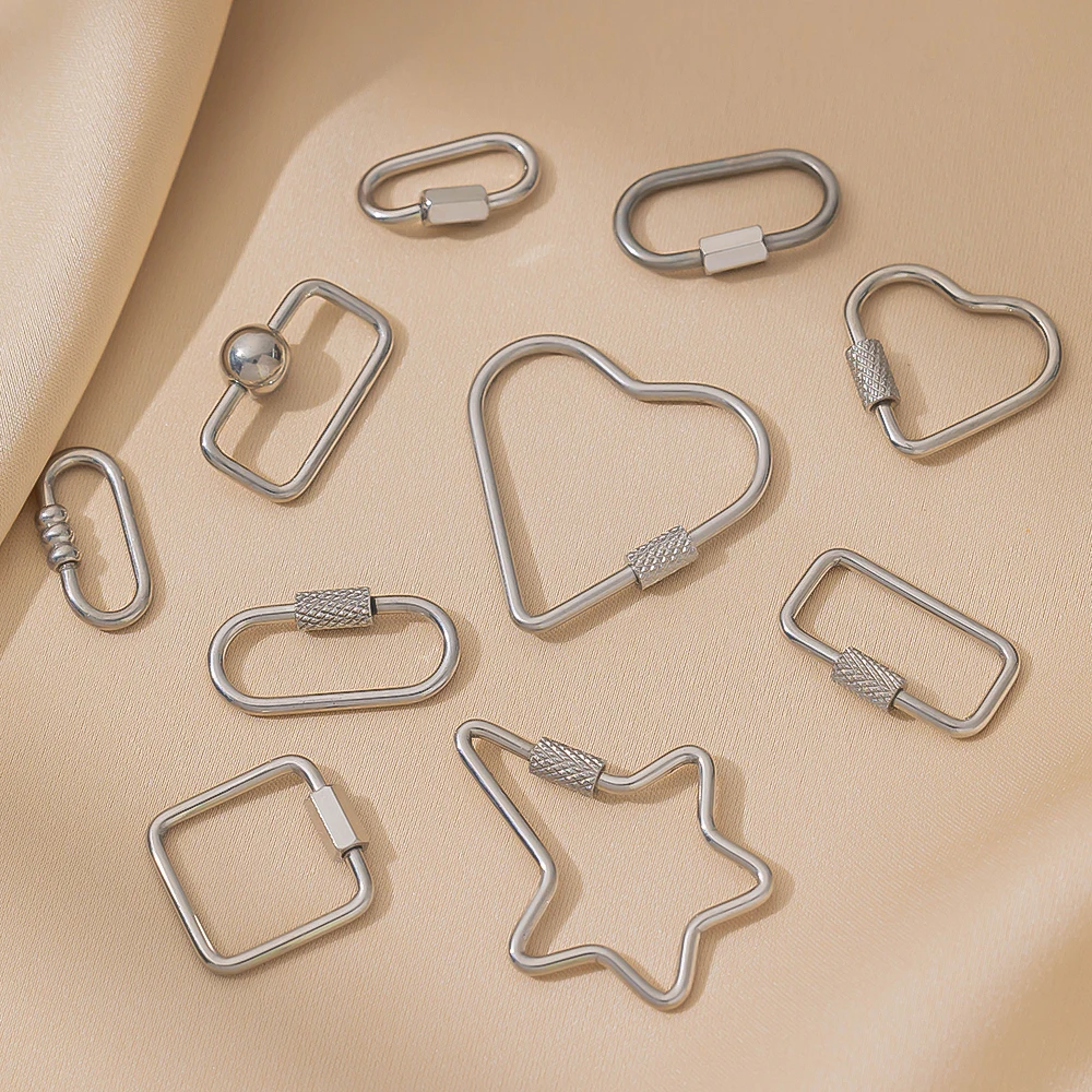 5pcs/Lot Stainless Steel Fastener Carabiner Screw Clasps Connectors For DIY Neckalce Bracelet Keychain Jewelry Making Supplies