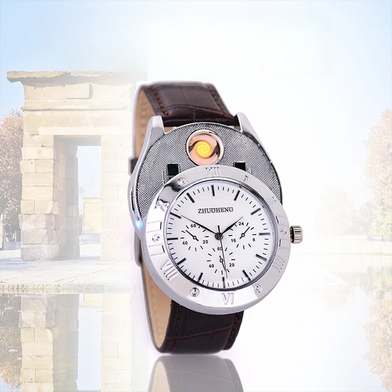 2026 Fashion True Watch Lighter Slide Windproof Tungsten Wire Ignition Trend Electric USB Lighter Stylish Watch Men's Cool Gifts
