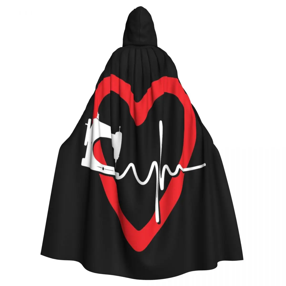 Quilting Heartbeat Long Hooded Cloak Witch Medieval Costume Cosplay Cape HalloweenParty Adult Unisex