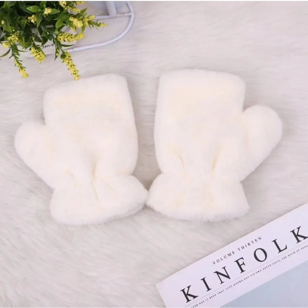 

Fashion Solid Color Riding Gloves Windproof Thicken Thermal Gloves Cold Protection Warm Gloves Riding