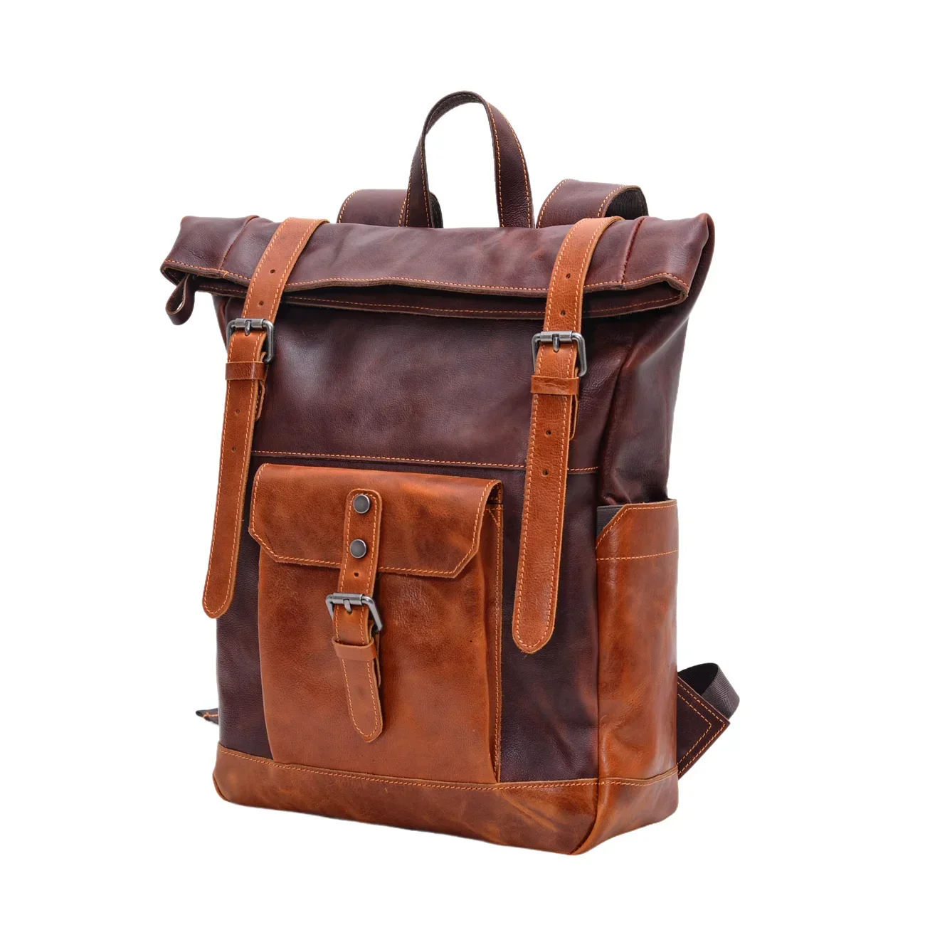 

Outdoor Travel Backpack Men's Sports Hiking rucksack Vintage Vegetable Tanned Cowhide Backpack Large Capacity Women's Travel Bag