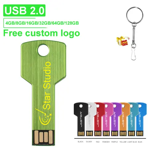 New Metal Key USB Flash Drive 128GB Free Key Chain Pendrive 64GB High Speed Memory Stick 32GB Portable U Disk 16GB Business Gift