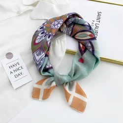58*58cm Cotton Linen Print Women Girls Square Hair Scarf Hairscarf Headscarf Neck Ring Bandana Turban Wrap Shawl Hijab