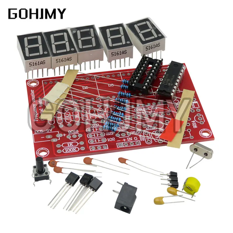 Free Shipping 1lot DIY Kits RF 1Hz-50MHz Crystal Oscillator Frequency Counter Meter Digital LED tester meter