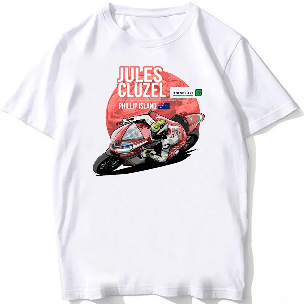 Jules Cluzel 2015 Phillip Island GP RaceT-Shirt Men Short Sleeve Adventure Riding Sport Boy Casual Tees Motorcycle White Tops