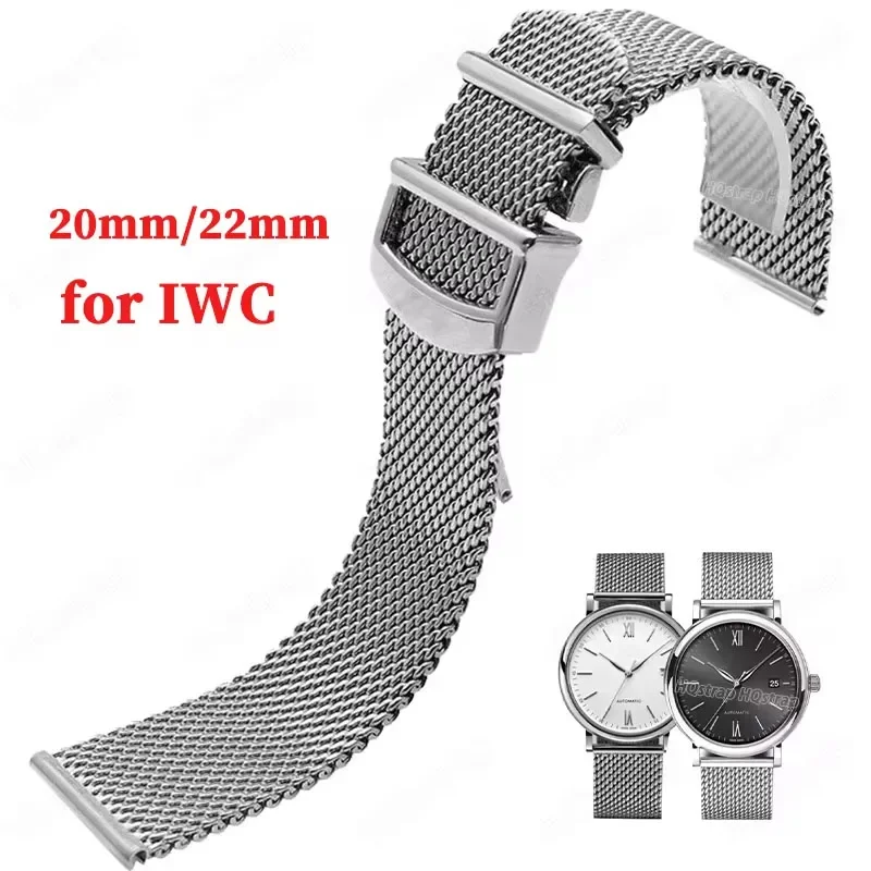 

20mm 22mm Stainless Steel Strap for IWC Watch Band for Men Business Bracelet Milanese 1.0 Mesh Band Metal Watch Accessories