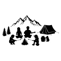 Car Stickers Outdoor Bonfire Family Camping Pattern VINYL STICKER Accessories Cute, Personality, Products Decoration Decals PVC