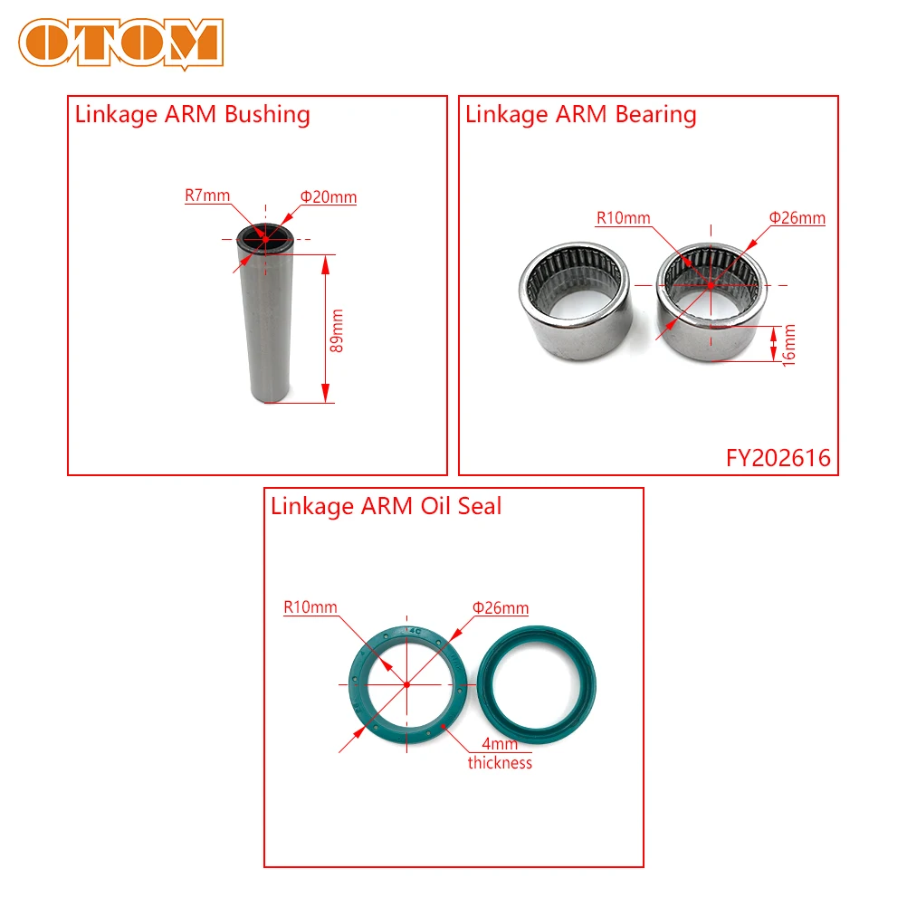 OTOM-Kit de mantenimiento de cojinete de buje para motocicleta, brazo de enlace de palanca triangular, sello de aceite, amortiguador trasero para