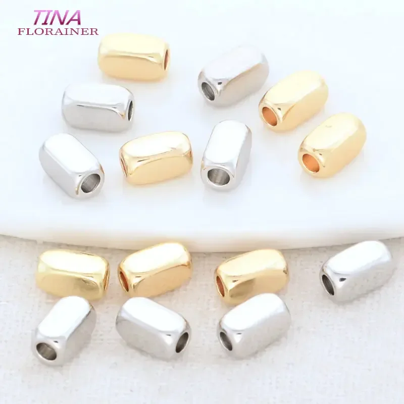 20PCS 3*6MM 14K Gold Color Plated Brass Square Beads Bracelet Beads High Quality Diy Jewelry Accessories