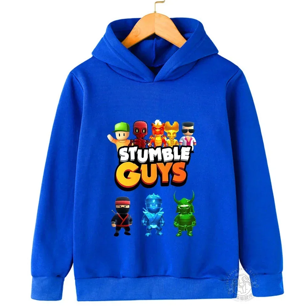 Kids Anime Stumble Guys Hooded Sweatshirts Long Sleeve Pullover Boys Girls Game Print Hoodies Stumble Guys Children Hoodie Tops