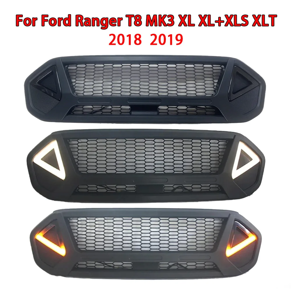 

Off-road Parts Raptor Style Front Grille Bumper Grill LED For NEW Ford Ranger 2018 2019 T8 MK3 XL XL+XLS XLT car accessories