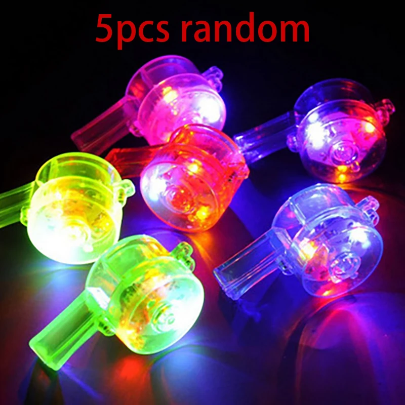 5pc Funny LED Light Up Whistle Bar Recital Glowing Whistles Kids Christmas Birthday Party Small Gifts Glow Party Supplies Toys