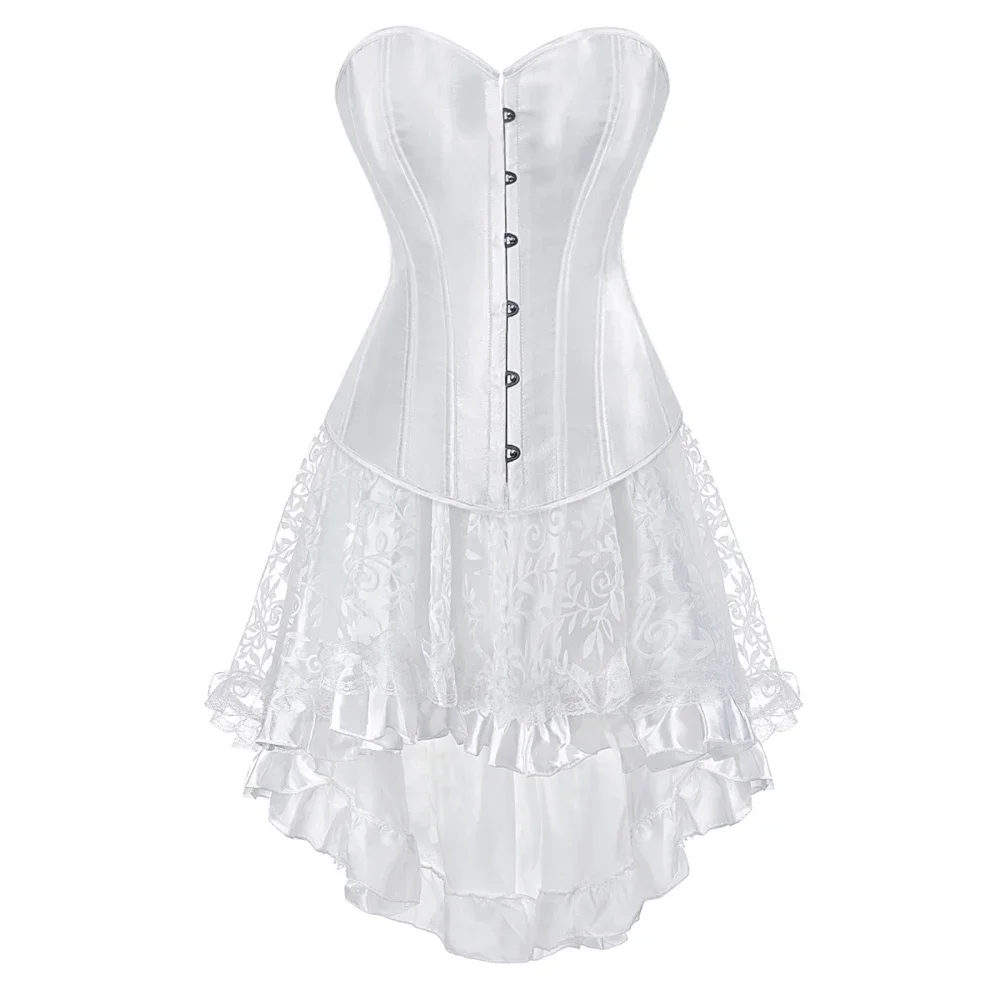 

Корсетное платье в стиле бурлеск с кружевной юбкой, готический сексуальный атласный корсет-бюстье, женское белье больших размеров