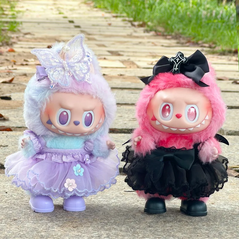 

Labubu Doll Dress Purple Butterfly Fairy Skirt 17cm Plush Doll Dress Replacement For Labubu v1/v2 Idol Doll