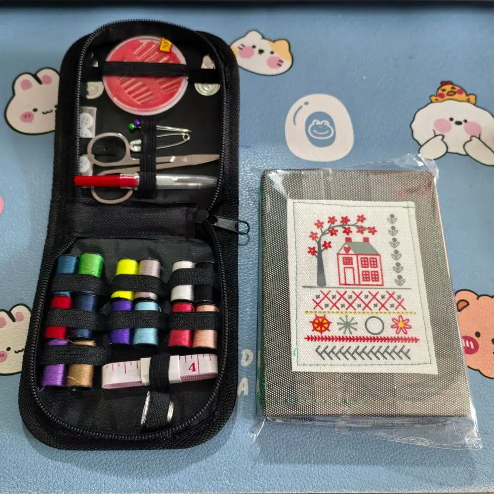 Diy Embroidery Starter Kit With Pattern Book Sewing Tools Storage Case Needle Thread Supplies Handcrafted Crafts