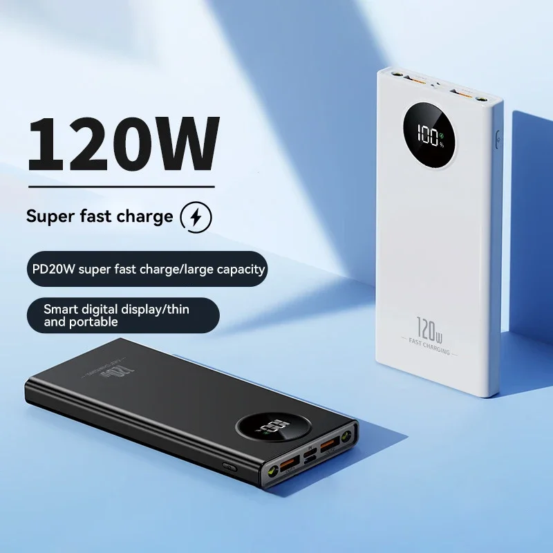 Batterie Externe Ultralarge avec Affichage Numérique, Accessoire de Charge Super Rapide, 120W, 50000mAh, pour iPhone, Xiaomi, Samsung, Nouveauté