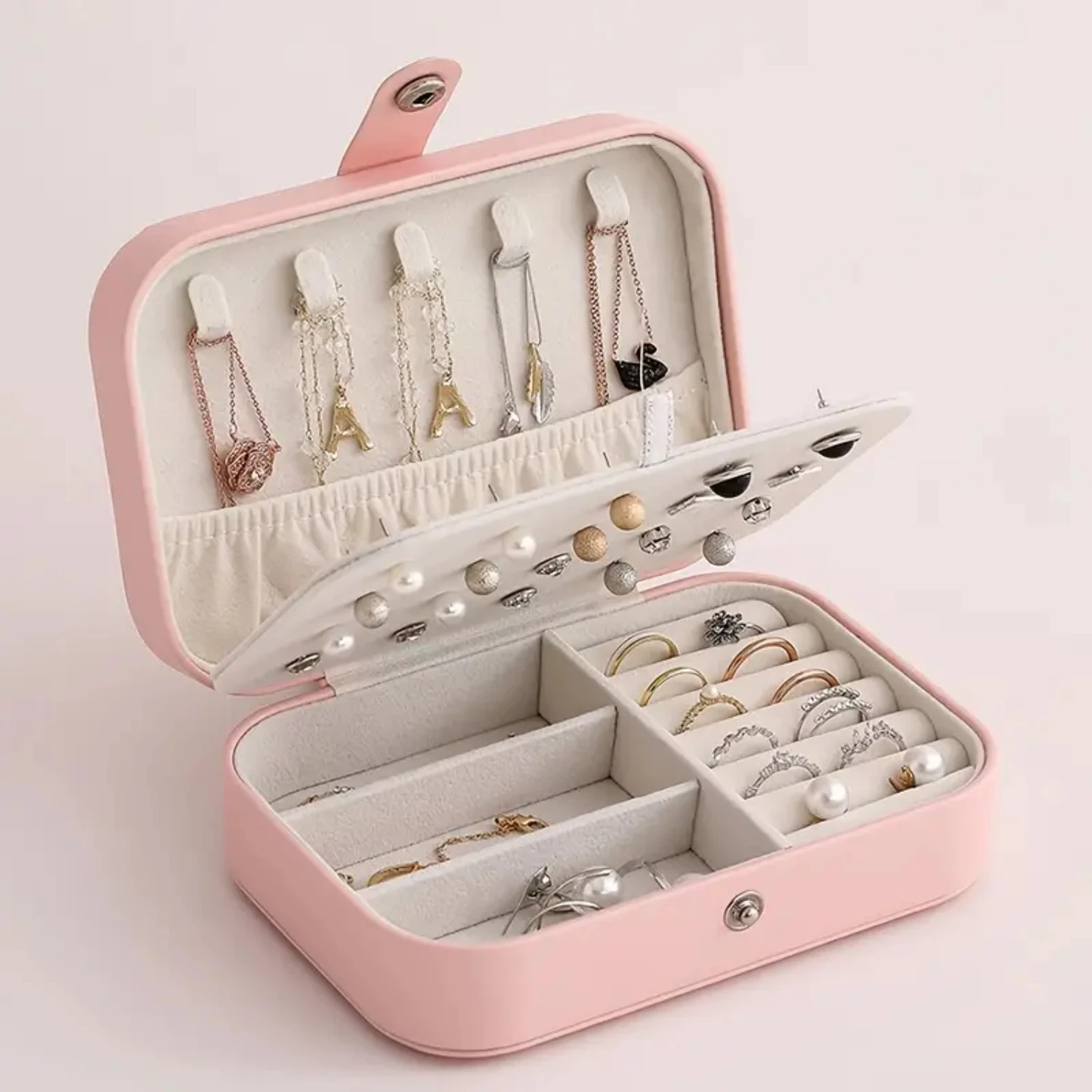 

1pc Portable Jewelry Box Double Layer Jewelry Storage Bag