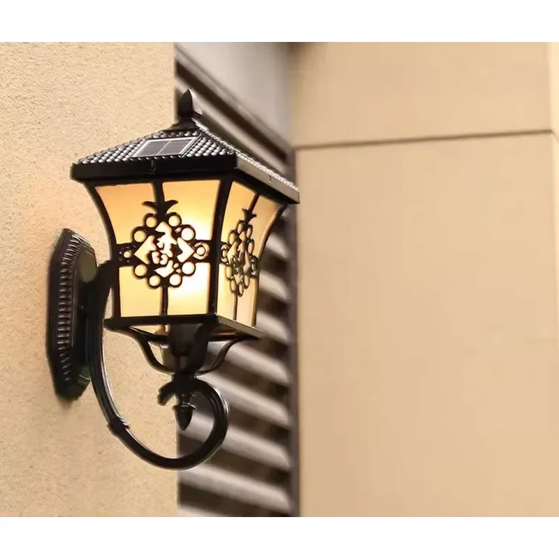 Waterproof outdoor solar LED wall lamp, die-cast aluminum wall-mounted 5-year warranty CRI 90 4100K neutral white light,