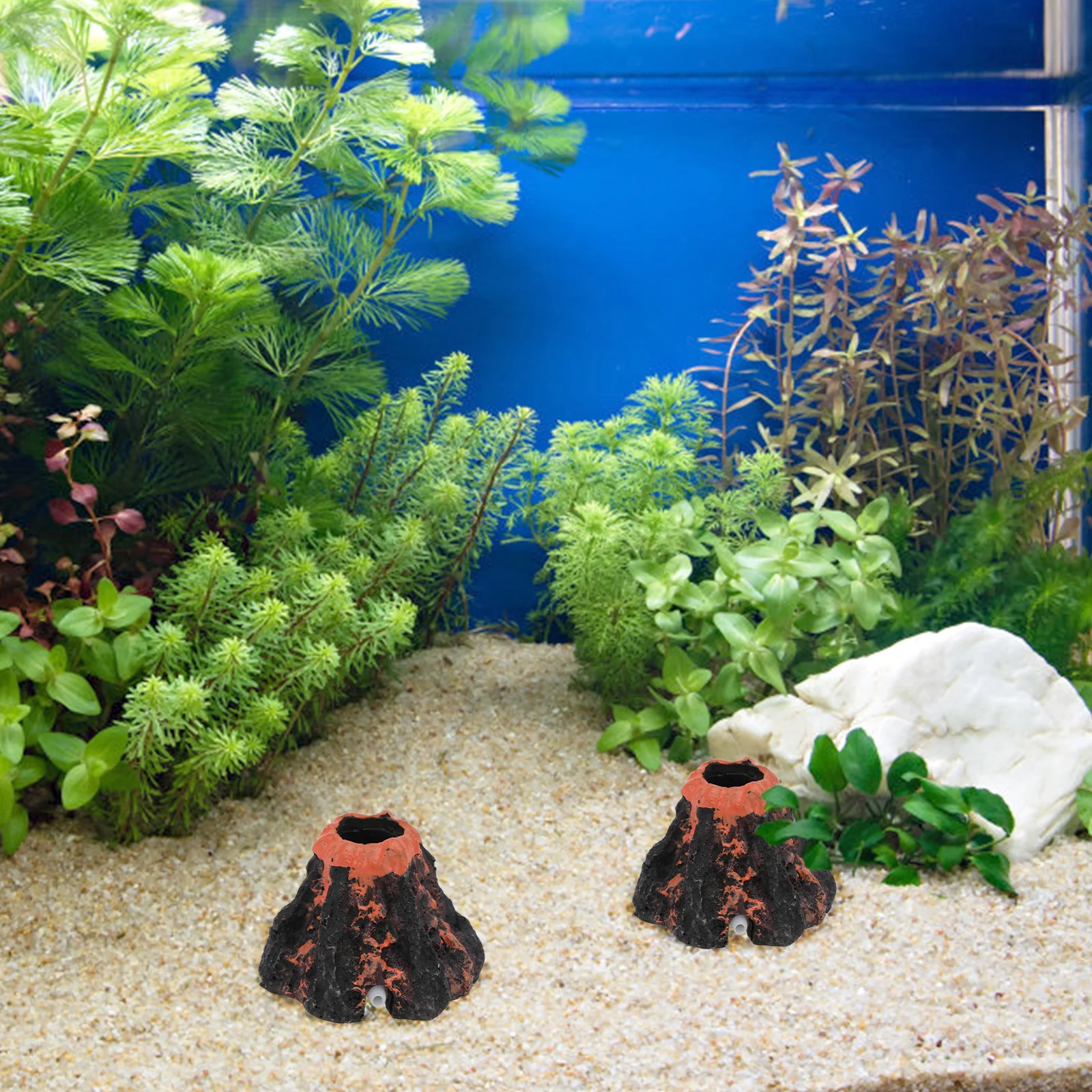 

2pcs Volcano Ornament Resin Fish Tank Underwater Decor For Aquarium Landscape Volcano Modeling Craft Pet Supplies