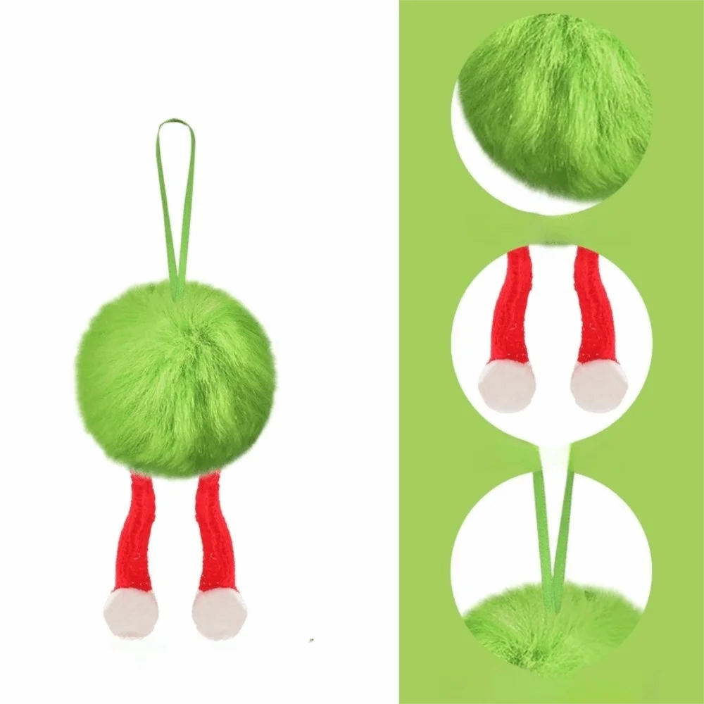 

Furry Christmas Ball Lime Green DIY Christmas Tree Decoration Ball 6cm with Bow Christmas Hanging Decorations Navidad