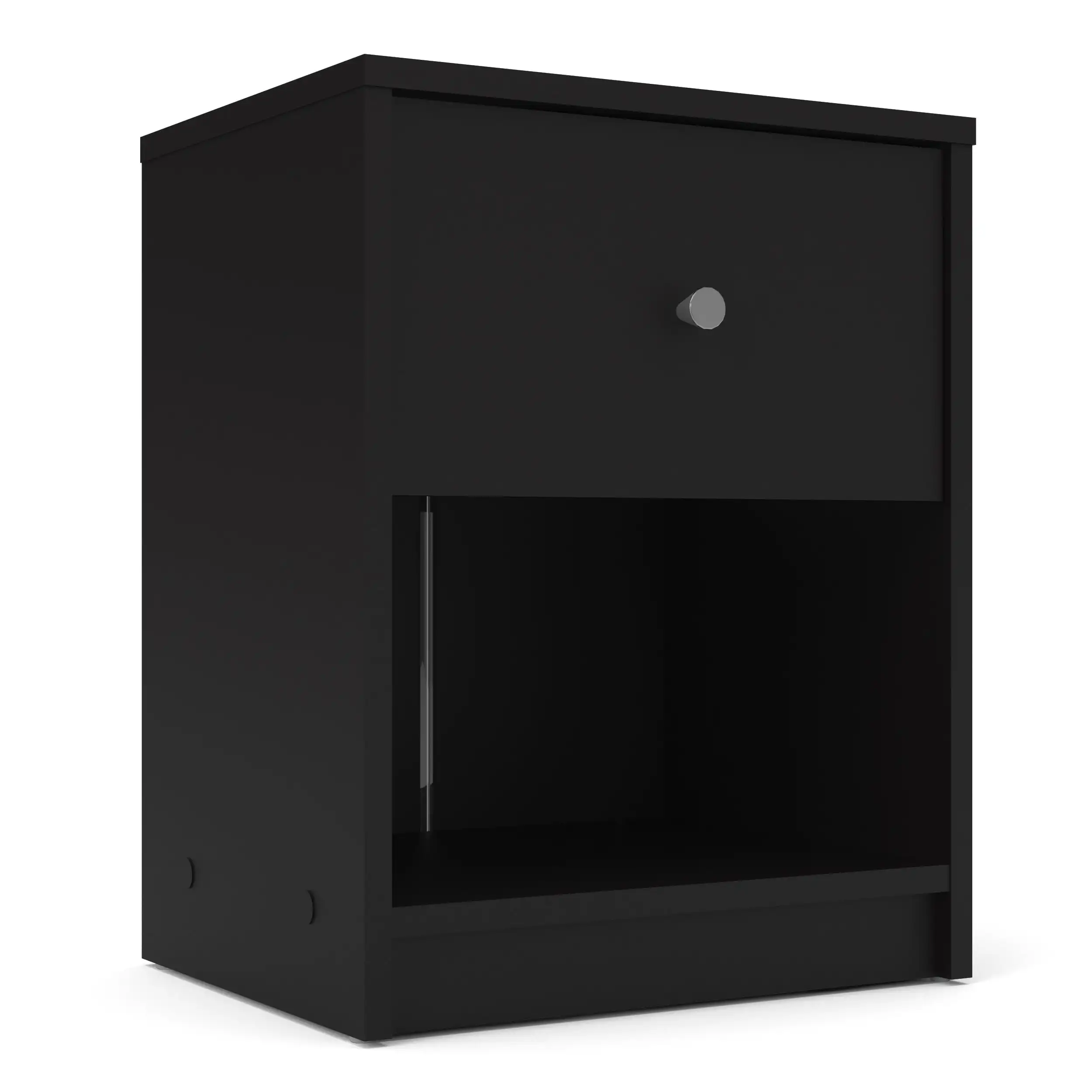 

Studio 1 Drawer and 1 Shelf Bedroom Nightstand for Adults, Black