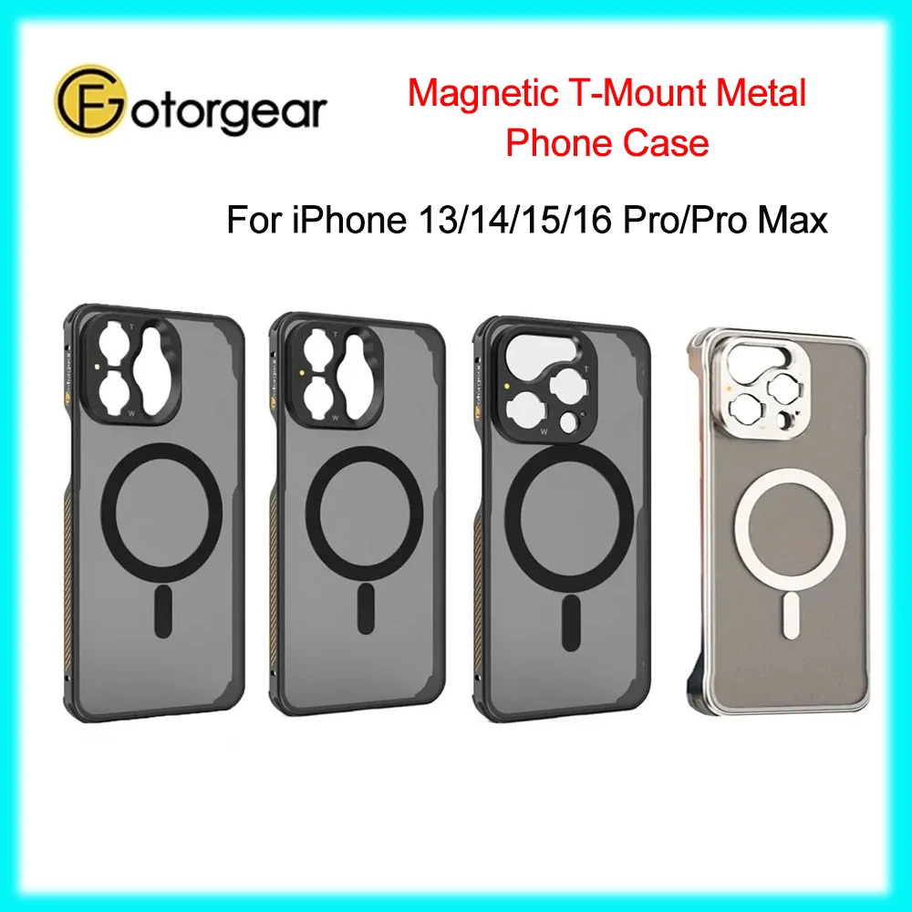 Fotorgear Magnetic T-Mount Metal Phone Case For iPhone 13/14/15/16 Pro/Pro Max with Filter adapter ring For Video Photography