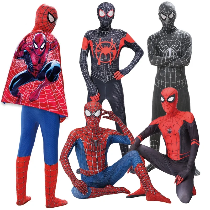 MARVEL Spiderman Cosplay Costume Kids Adults Full Body Spandex with Cape Peter Parker Miles Morales Spider Man VENOM 3D Styl # 1