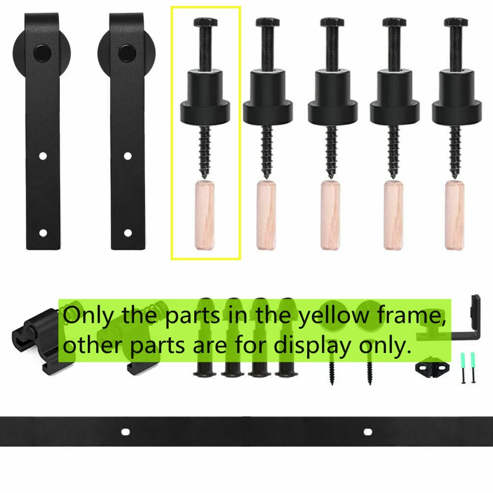 CCJH Sliding Barn Wood Door Hardware Black Accessories for Fixed Rails（Fixed-seat+Spacer+Track Screw+Wood Plug）