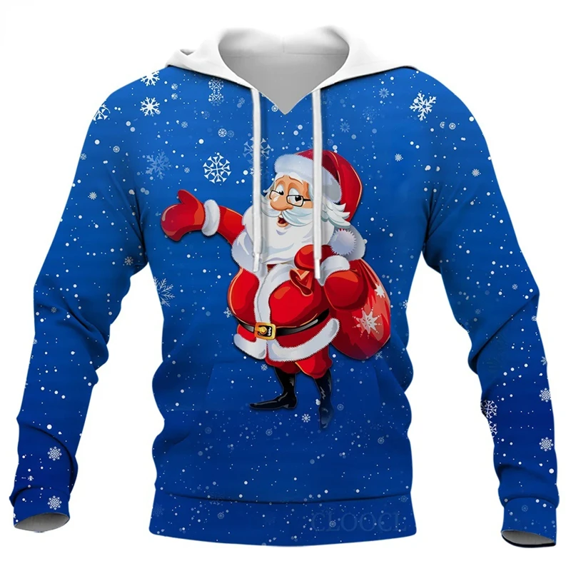 

Funny Santa Claus Graphic Hoodies For Men Clothes Fashion Christmas Gifts Tracksuit Snowman 3D Printed Pullovers Y2k Kids Hoody