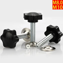 Star Plum Rubber Head Hand Screw, Pressionando a placa, Baquelite Hand Knob, Apertando o parafuso da porca, alça ajustável, 38 #, M8, M10