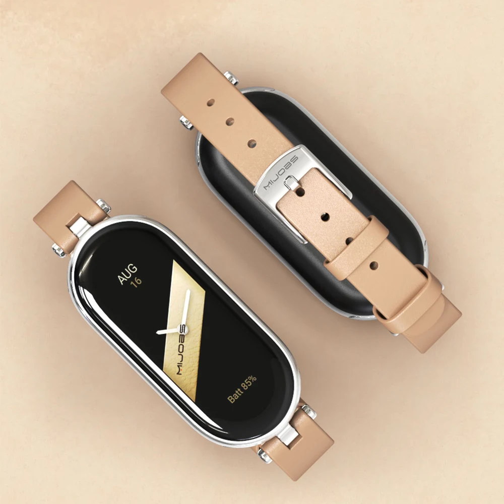 For Xiaomi Mi Band 8 10 7 6 5 4 3用レザーストラップ,女性用の小さなリストバンド,スマートブレスレット