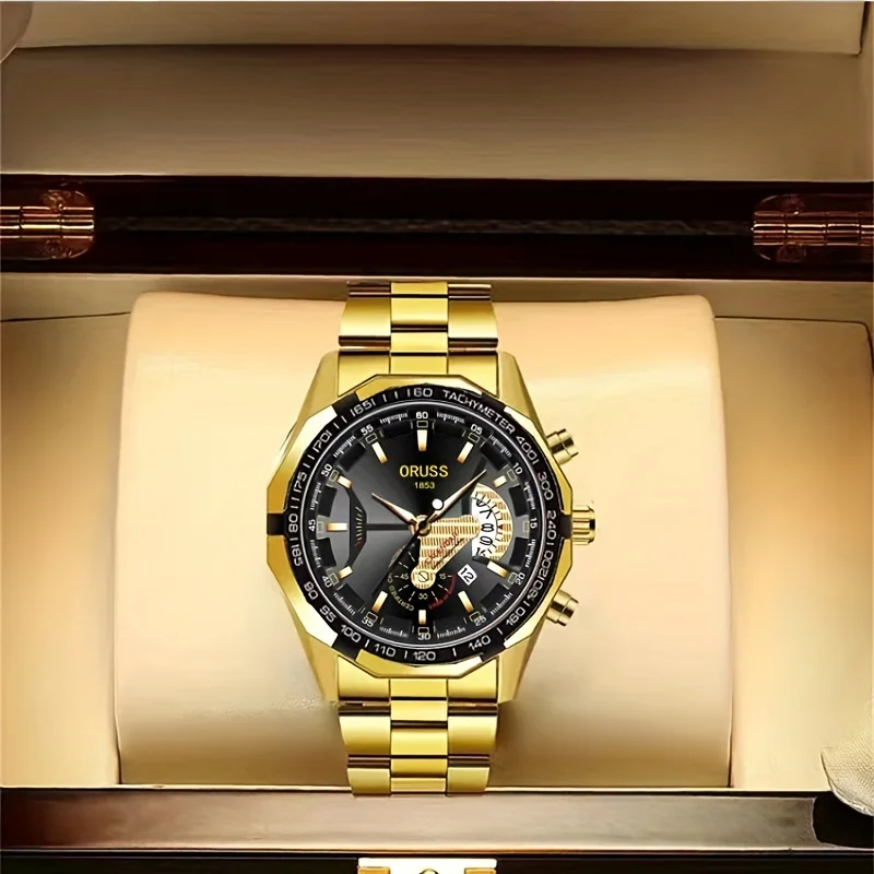 남성용 퍼페추얼 캘린더 시계, 클래식, 내구성, 큰 다이얼, 패션, 비즈니스, 남성용 시계, 와이드 스트랩, 40mm