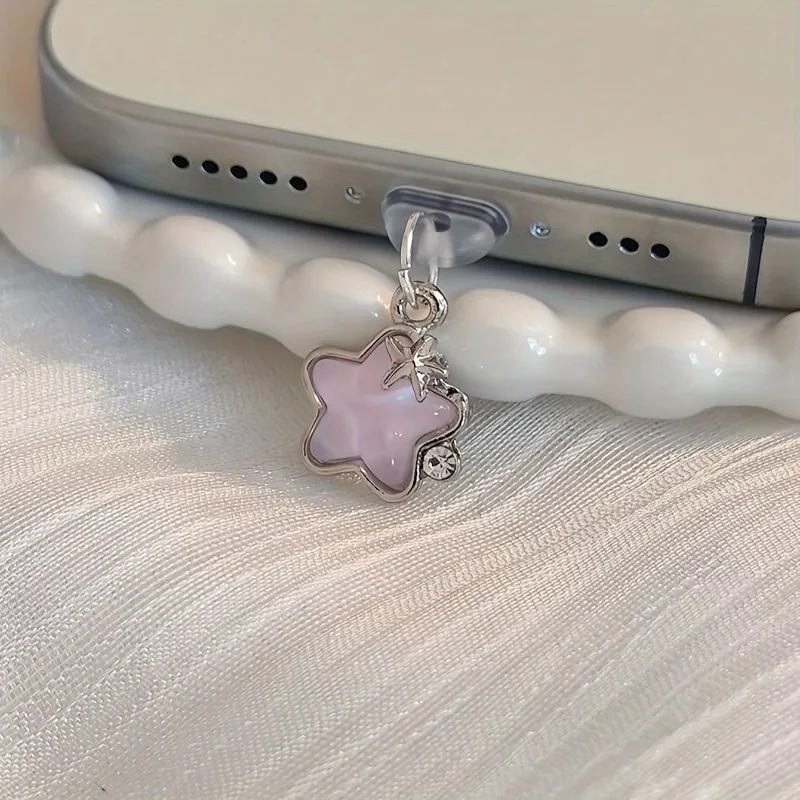 

1 шт. Декоративная заглушка от пыли для телефона с милым дизайном в виде звезды и страз, подходит для iPhone и интерфейса Type-C, SJFCS01