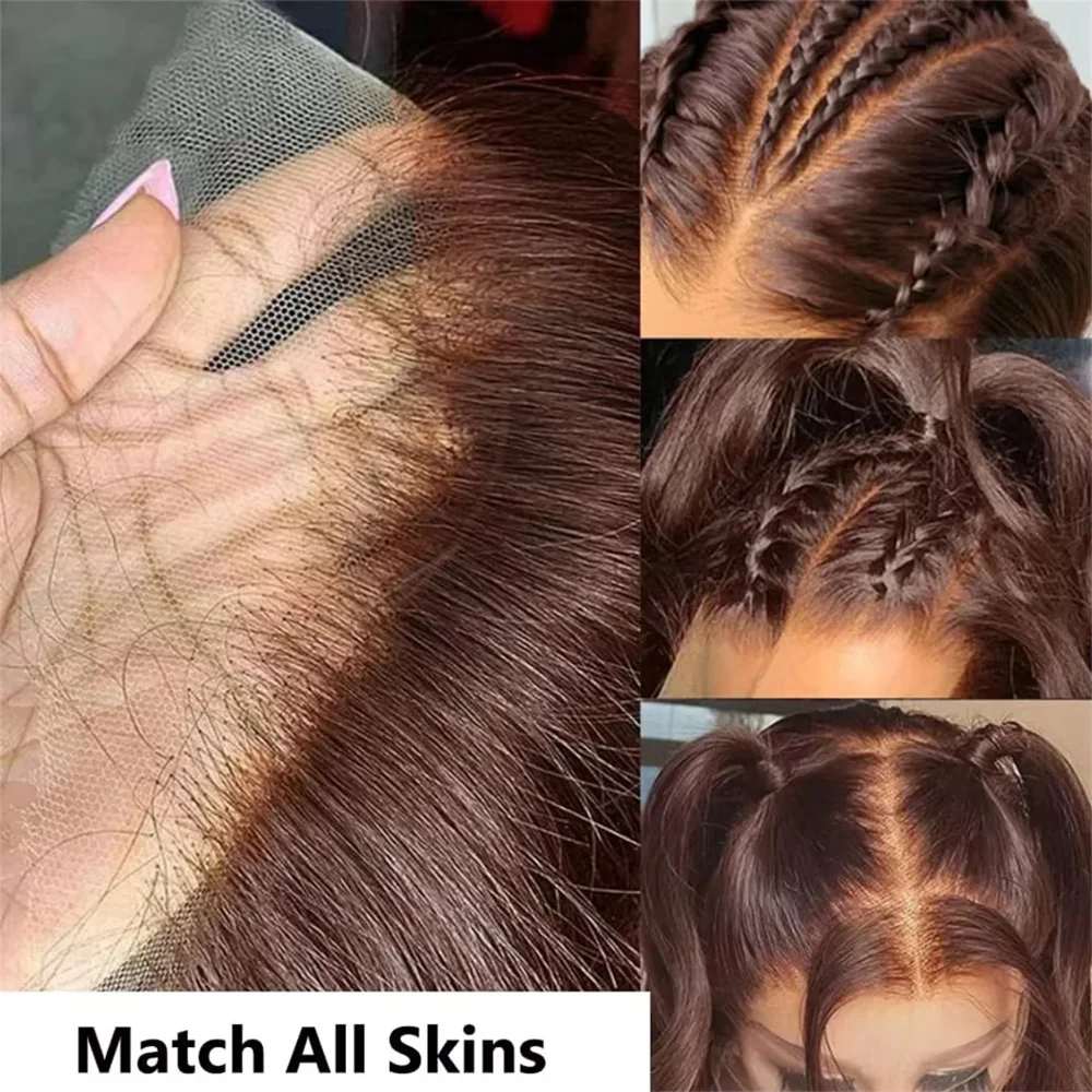 

13x6 HD Transparent Lace Frontal Wigs Body Wave Human Hair 200% Density Chocolate Brown 36 46 Inch Lace Front Wig Brazilian Pre Plucked For Women