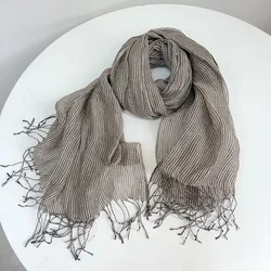 Linen  Pinstripe Artistic Easy Matching  Women's Spring/Summer Scarves