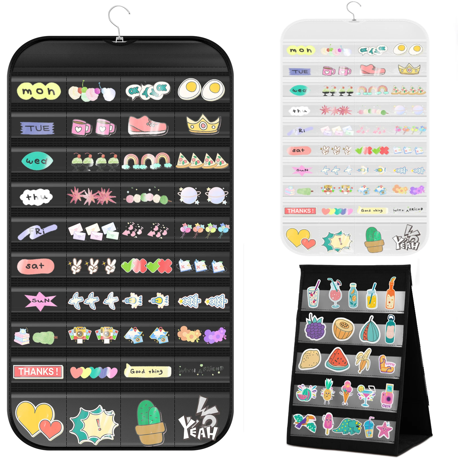 

2/4Pcs Sticker Display Organizer Portable Tape Badge Card Holder Bag Button Brooch Storage Holder for Crafter Collector Vendor