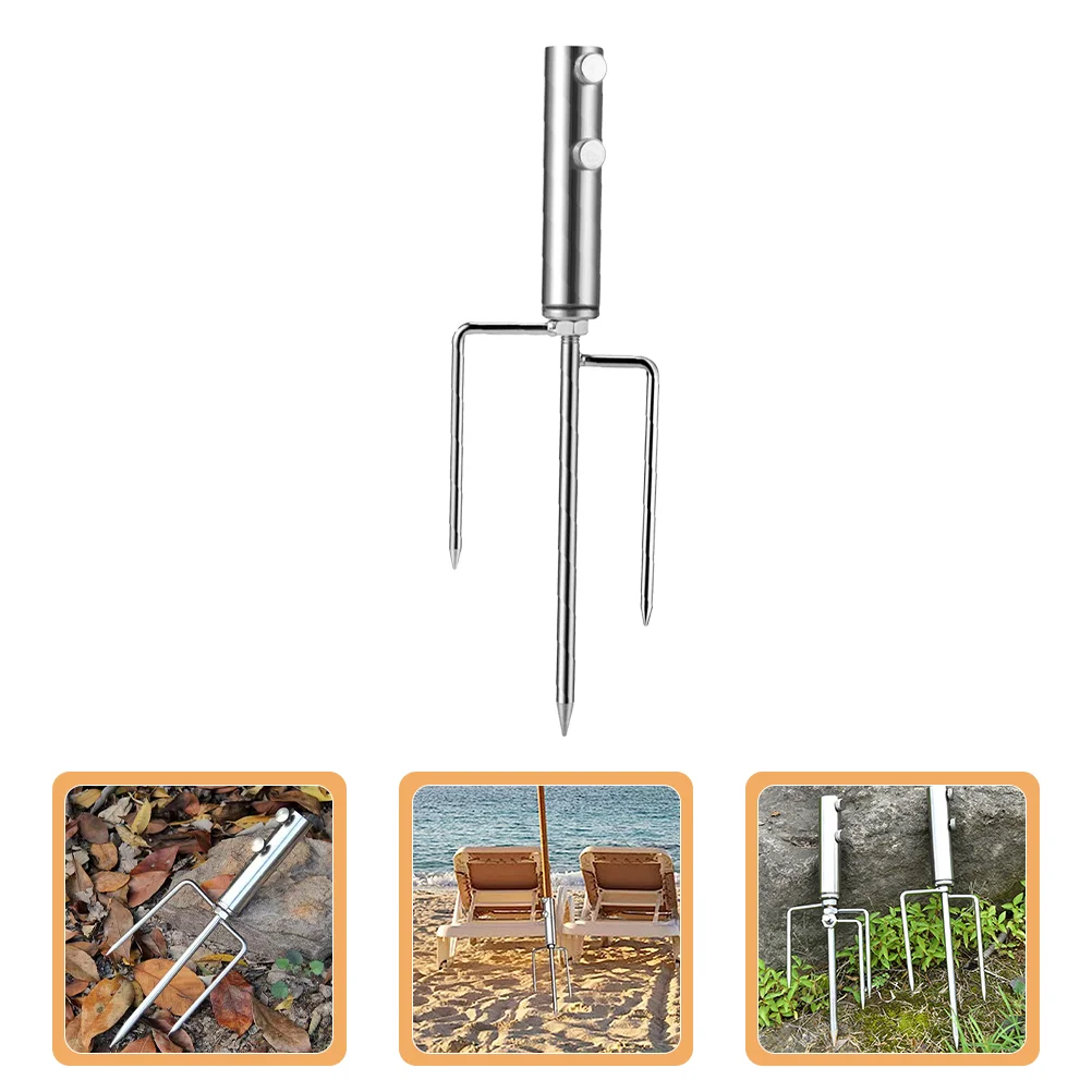 

Umbrella Stand Beach Holder Wind Resistance Fishing Anchor Sand Stainless Steel Spike for Metal