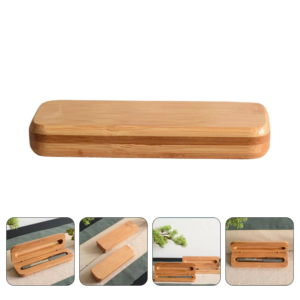 1pc Bamboo Stationery Pen Box Elegant Single Pen Case Office Pen Box Gift Pencil Case Pen Storage Box