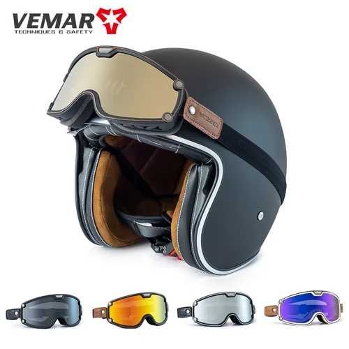 Imagen 2 del producto VEMAR-gafas Retro para motocicleta, gafas antiniebla a prueba de viento para casco de motocicleta, gafas deportivas para ciclismo, Cafe Racer Chopper