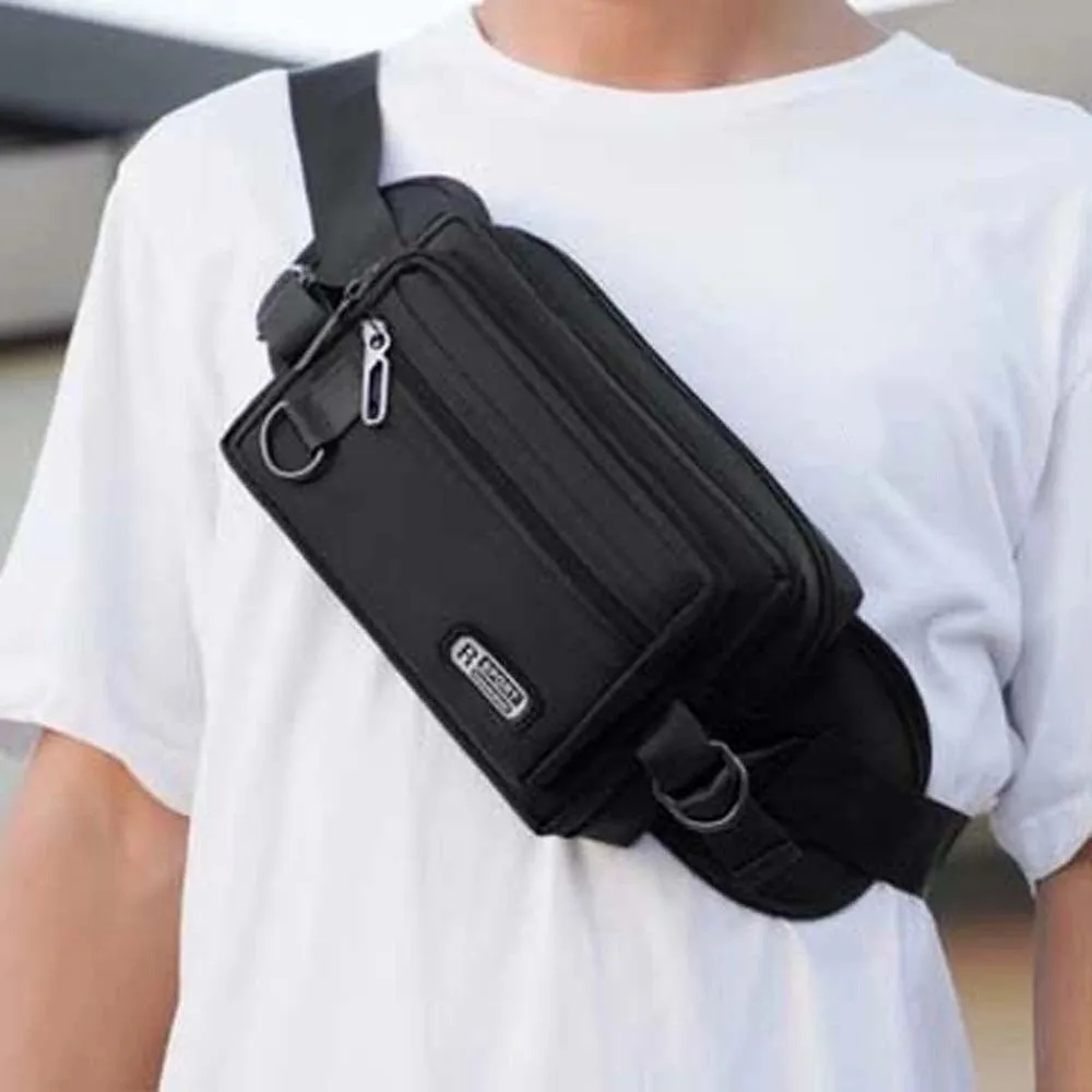 سعة كبيرة الرجال الخصر حقيبة مقاوم للماء خفيفة الوزن الرجال حقيبة صدر للرجال Crossbody أكسفورد القماش حزمة مراوح ركوب الخيل في الهواء الطلق #3