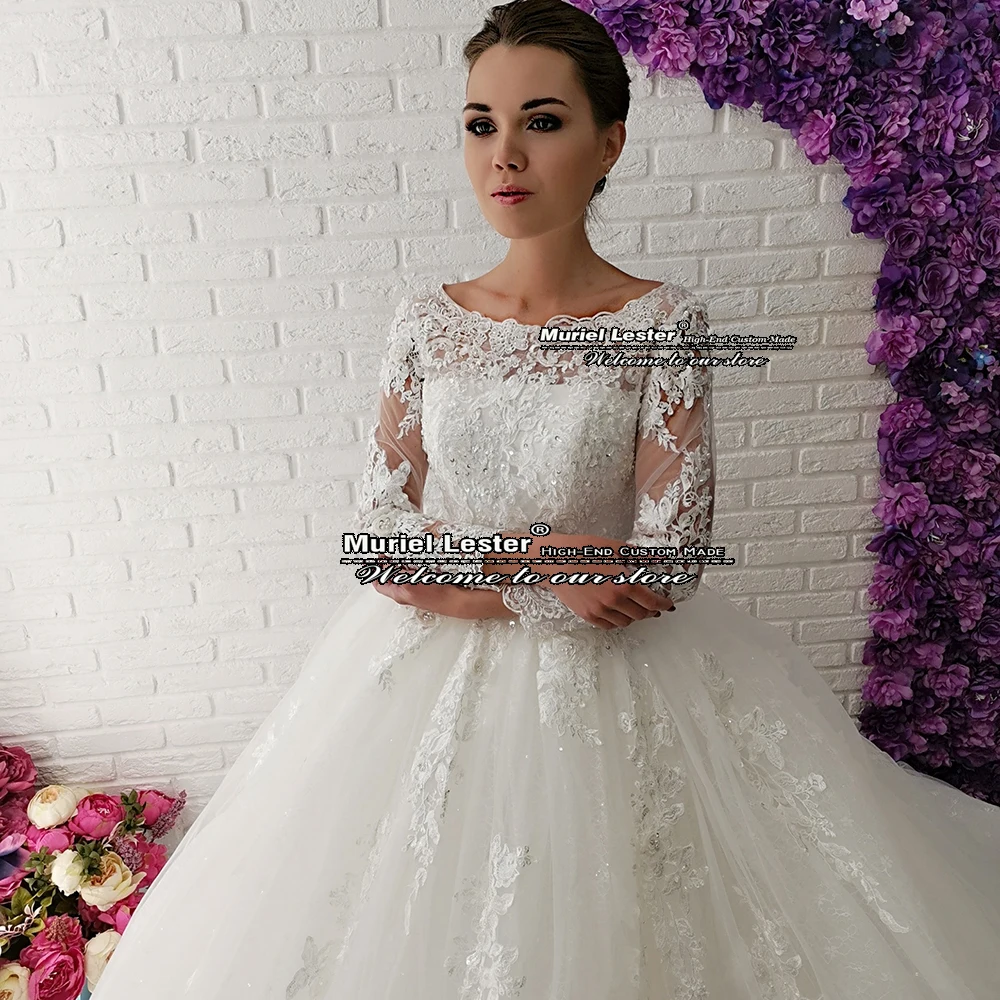 Vintage Vrouwen Huwelijk Trouwjurken Baljurken Prinses Bridal White Lace-Up Terug Koninklijke Trein Applicaties Jurk Plus Size 2022