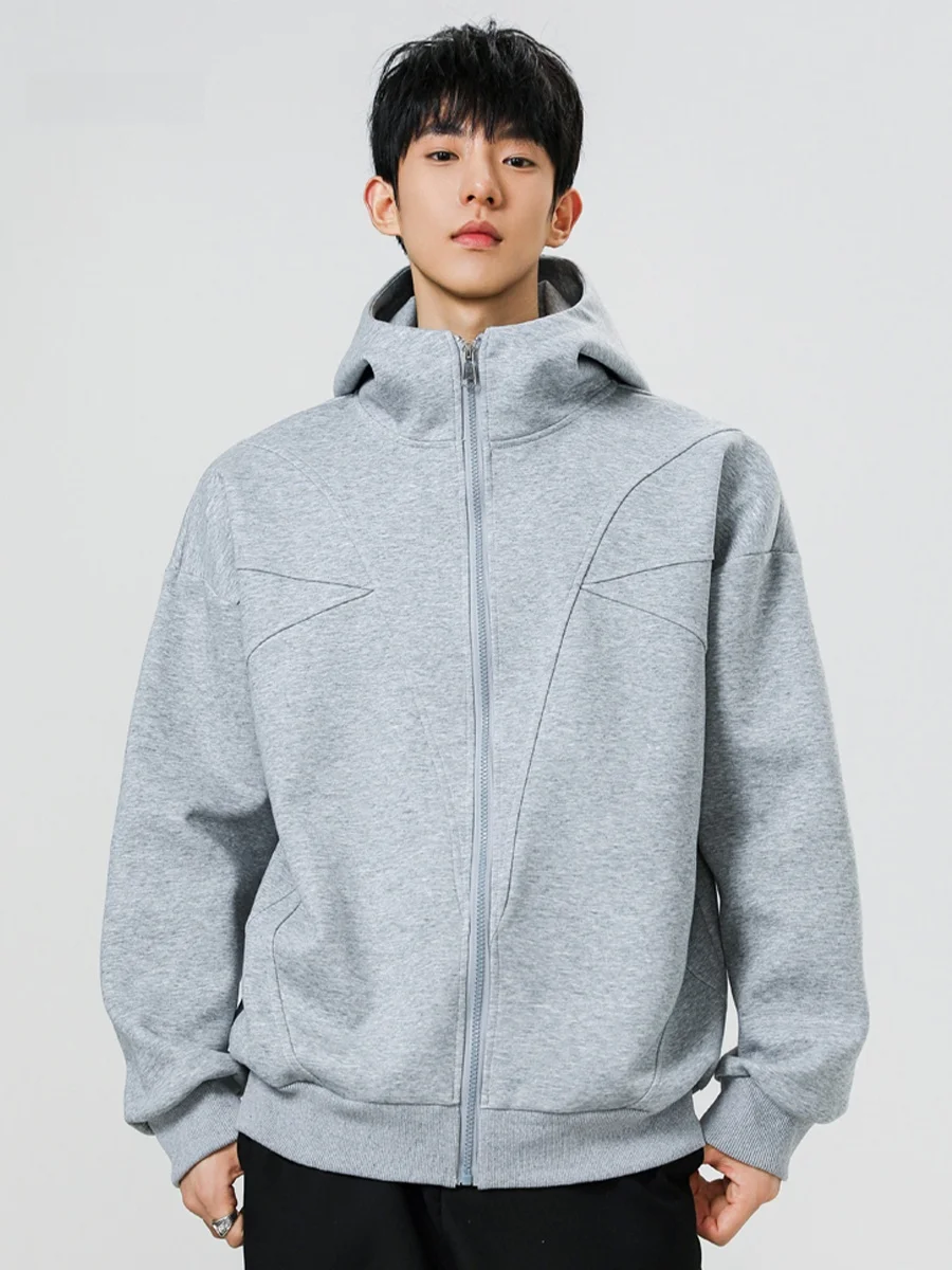 

Мужская толстовка-кардиган American Sle Heavyweight Deconstructed с капюшоном на молнии, свободного кроя, повседневная спортивная куртка