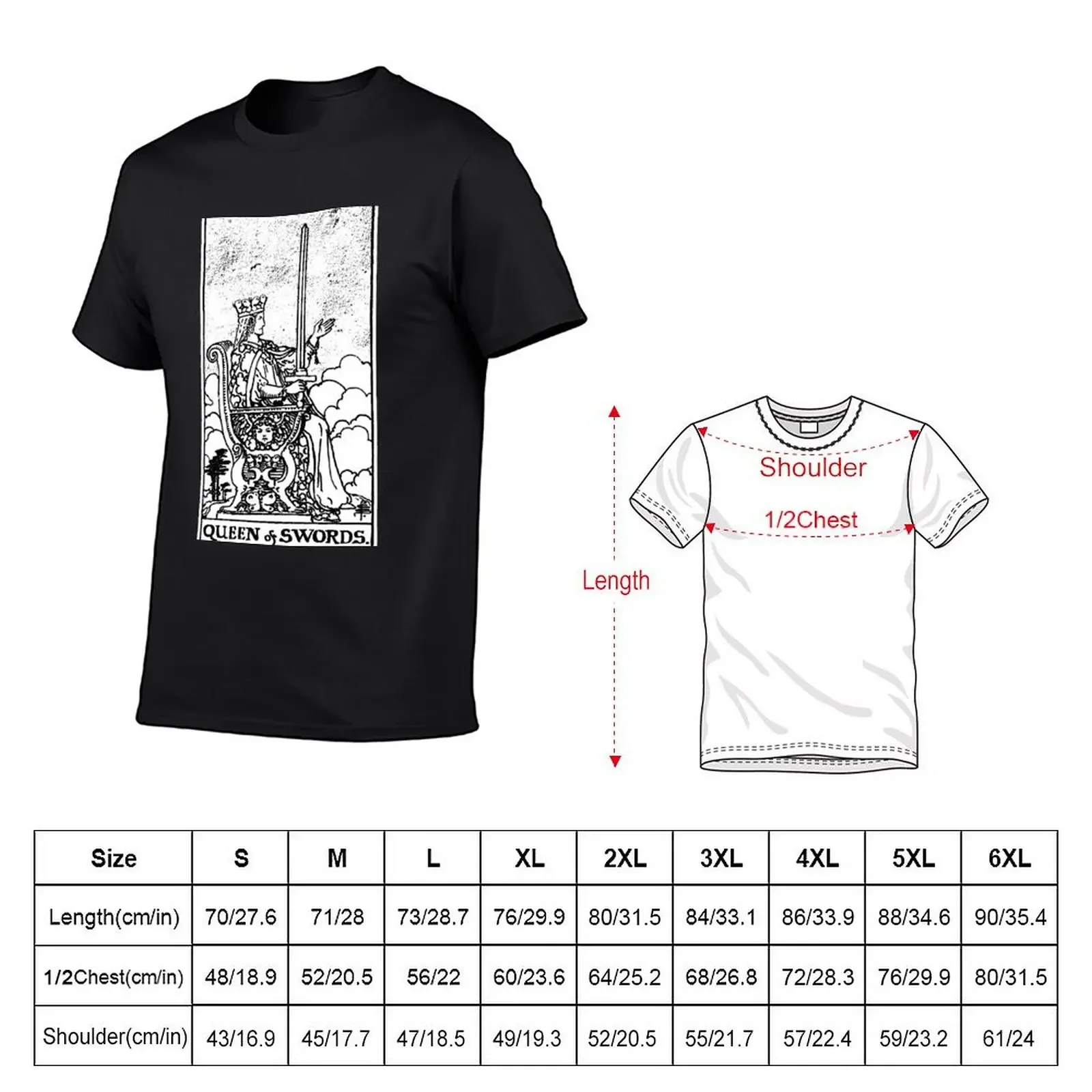 Queen of Swords - Tarot Card - Major Arcana - fortune telling occult T-Shirt blue archive quick-drying mens t shirts pack