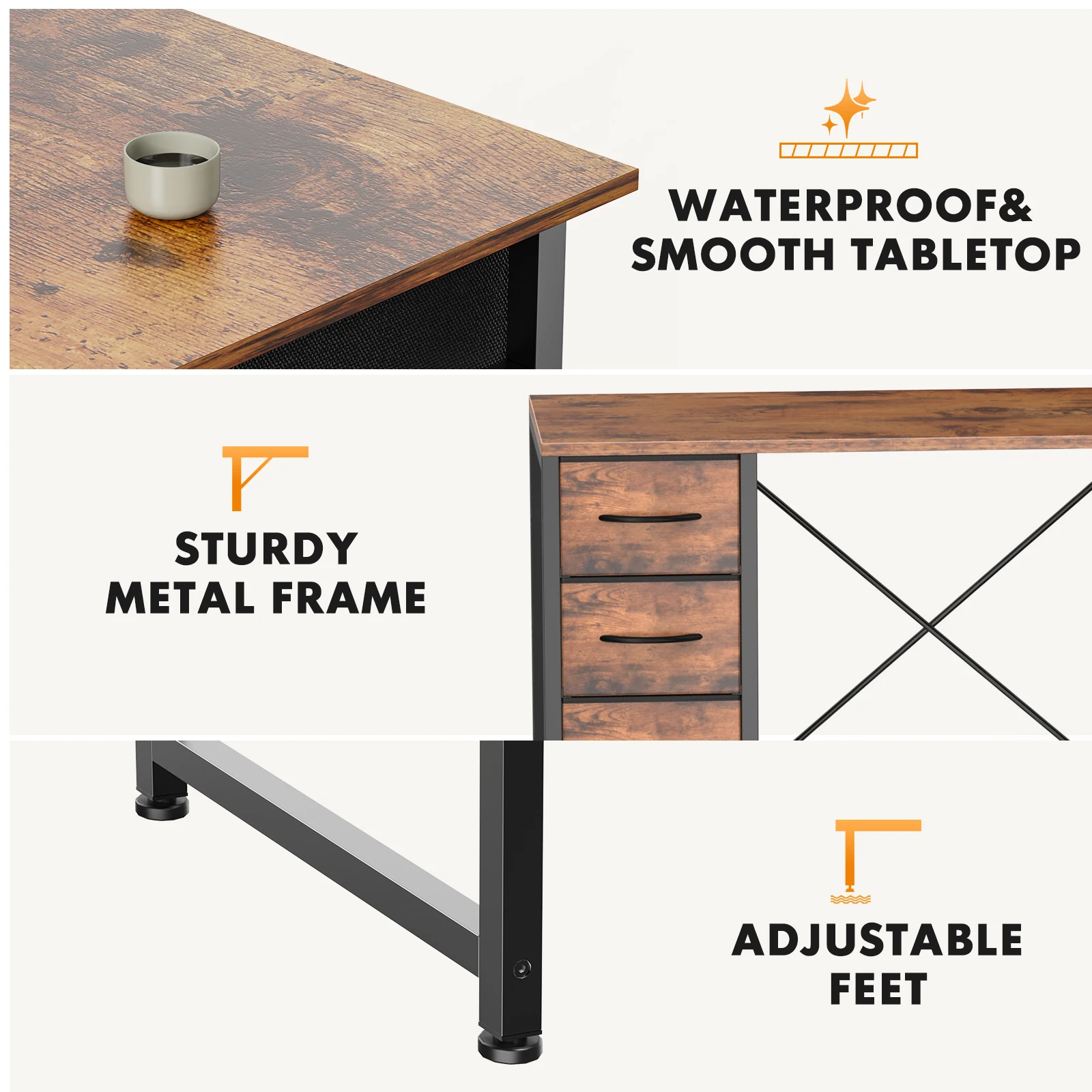 Biurko komputerowe JHK 47 cali – Office X Furniture recenzja i cena