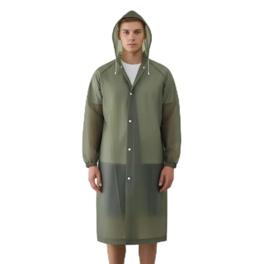 

EVA Raincoat for Adults - Reusable Transparent Poncho, Waterproof and Breathable Rain Wear for Women and Men