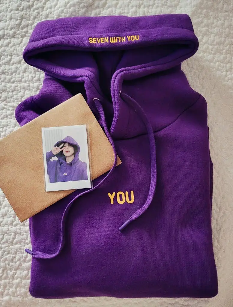 Y2K NEW Original  Hoodie Printed Seven With You 13 You Never Walk Alone Digital File Jimin Merch For Fans Card Purple Sweatshirt